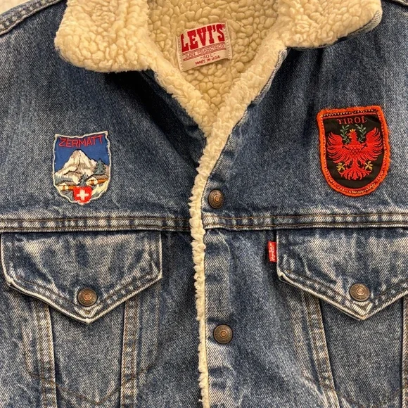 Vintage 80s Levi’s San Francisco Sherpa Lined Denim Trucker Jacket 40L - Picture 7 of 16